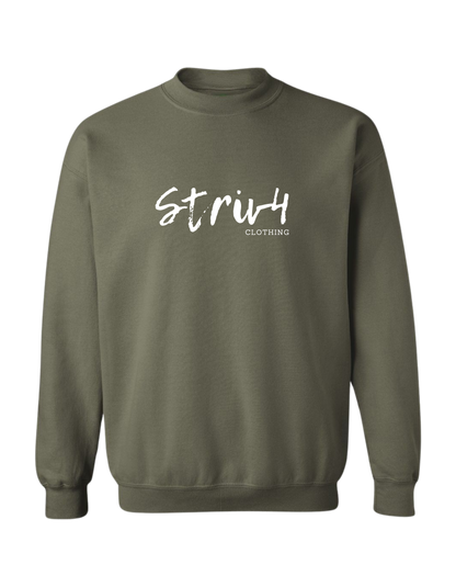 STRIV4 CLASSIC - MILITARY GREEN FRONT CREWNECK